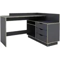 Mid.you Eckschreibtisch, Anthrazit, Eiche, Holzwerkstoff, 3 Schublade(n) Schubladen, rechteckig, 105x84x129 cm, seitenverkehrt montierbar, in verschiedenen Holz-Dekoren erhältlich, Arbeitszimmer, Schreibtische, Eckschreibtische