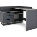 byLIVING Eckschreibtisch Belfast, wahlweise rechts oder links montierbar, 129 x 105 cm, H 83,5 cm, in anthrazit - Grau/Braun
