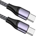 elzle USB C Kabel,2m Schnellladekabel USB C auf USBC,65W,für iPhone17/16/15,MacBook, MacBook Pro, ChromeBook Pixel, iPad Pro 2021/2020/2018, Samsung Galaxy S21/S20, Huawei P30 usw, Nylon,Grau