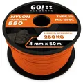 GO!elements Abspannleine Paracord 550 - 4mm, Paracord 550 aus reißfester Nylonschnur orange 50m