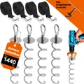 NewHabitat | 4x Erdanker Bodenanker Silber inkl. Gurte
