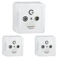 PremiumX 3X PX3 Antennendose 3-Fach Enddose Antennen-Dose Einzel und Stichleitungsdose Aufputz Unterputz SAT-TV-Radio HD Multimediadose