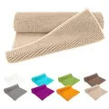 heimtexland Badematte Badvorleger Chenille Badteppich Duschvorleger, rutschhemmend beschichtet, Fußbodenheizung geeignet, fußbodenheizungsgeeignet, saugstark, schnell trocknend, strapazierfähig, rutschfest, Polyester, rechteckig, 60x90 cm, Hochflor, super weich, extrem saugfähig, Maschinenwäsche beige 60x90 cm
