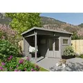 Fjordholz 5-Eck Gartenhaus Modell Leva 2B Grau Imprägniert