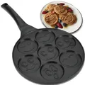Retoo Pancake Pfanne, 7 Loch mit Emoji Motiv, 26,5cm, Antihaft Bratpfanne für Pancakes, Smiley Pfannkuchenpfanne und für Eier,