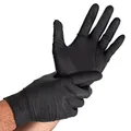 FRANZ MENSCH 50 Stück Hygostar Nitrilhandschuhe Diamond Grip | puderfrei, Packung, schwarz, 10/XL, L: 24cm, Einweghandschuhe, Nitrilhandschuhe, Laborehandschuhe