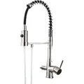 KLARWERK Bernd | 3 Wege Gastronomie Silber gebürstet Filtermatur | Feder Edelstahl Osmose Wasserhahn Küche | Restaurant Mischbatterie 360° drehbar 2 Anschlüsse
