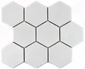 Hexagonale Sechseck Mosaik Fliese Keramik XL weiß matt Küchenfliese WC Badfliese Spritzschutz Wandverblender - MOS11F-0111