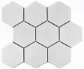 Hexagonale Sechseck Mosaik Fliese Keramik XL weiß matt Küchenfliese WC Badflies
