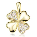 Materia Kleeblatt Anhänger Silber 925 Gold - Zirkonia Kettenanhänger vergoldet KA-309-Gold
