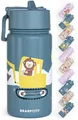 Trinkflasche Kinder Edelstahl mit Strohhalm  Thermosflasche 400ml  BPA frei  ...