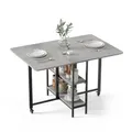 Mondeer Mobiler Klappbarer Esstisch, Klapptisch mit 2 Offenen Ablagen für Kleine Räume Esszimmer Küche, 120 x 80 x 75 cm, Grau