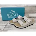 Fly Flot Damen Anti-Shock Klett-Pantolette steingrau mit Krokobesatz 41 - Beige - 41