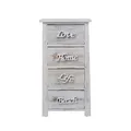 Rebecca Mobili Mehrzweckschrank Weiß Grau, Schubladenschrank 4 Schubladen Shabby, Holz, Schlafzimmer Bad – Maße: 73 x 37 x 27 cm (HxLxB) - Art. RE4555