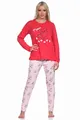 Normann Süsser Damen Schlafanzug lang Pyjama mit Katzen - Motiv, Farbe:pink, Größe:44-46