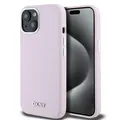 DKNY Liquid Silikon Small Metall Logo MagSafe für Apple iPhone 15 / 14 / 13 Rosa
