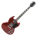 Rocktile E-Gitarre Pro S-Red elektrische Gitarre Cherry, Double Cut, Rosenholz Griffbrett - Lindenholz Korpus