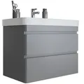 Newroom Waschtisch Axina, Waschbeckenunterschrank inkl. Waschbecken lackiert - Hängend grau 80 cm x 63 cm x 46 cm
