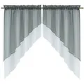 Delien Scheibengardine Beyza (2 St), Stangendurchzug, transparent, Zweifarbig grau 90 cm x 100 cm
