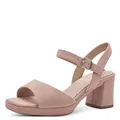 Tamaris Damen Wide Fit Damen Sandalen mit Absatz aus Leder mit verstellbarem Riemen, rosa (Rose Suede), 37 EU