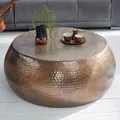 Runder Couchtisch ORIENT 80cm kupfer geflammt Metall Hammerschlag Design