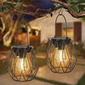 Dehobo Solarlampen für Außen Hängend & Stehend 2 Stück, Solarleuchten Metall IP65 Wasserdicht Warmweiß, Solar Laterne mit Diamant-Design, Solar Laternen für Draußen Garten Balkon Terrasse Hof