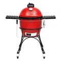 Kamado Joe - Klassisch Joe I 18-Zoll-Holzkohlegrill in Rot mit Wagen, Seitenablagen, Grillzange und Aschenbecher