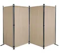 QUICK STAR Paravent 4 Teilig 165 x 220 cm Beige - Garten & Balkon Sichtschutz Stellwand Innen & Außen - Raumteiler Trennwand Faltbar Blickdicht & Wetterfest
