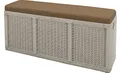 Korb-Outlet Breite schmale Sitztruhe/Sitzbank mit Wäschefach aus Natur-Rattan mit gepolstertem Sitz (Weiss)