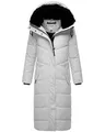 Navahoo Damen Wintermantel warmer Steppmantel extralang mit abnehmbarer Kapuze Hingucker XIV Light Grey Gr. XXL