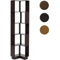 Eck-Bücherregal HWC-P53, Eckregal Standregal Wohnregal, 5 Ebenen MDF Melamin 175x40x40cm ~ Walnuss-Optik
