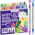36 Acrylstifte für Stein, Stoff, Holz, Glas, Dekoration – Dual Tip Dot & Fein...