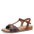 s.Oliver Damen Sandalen flach mit verstellbarem Riemchen Sommer, Blau (Denim), 38 EU
