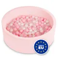 SELONIS Bällebad Bällepool Für Baby Kinder 90X30cm/200 Bälle Bälle Rund, Rosa: Puderrosa/Perle/Transparent