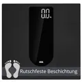 ADE Digitale Personenwaage mit großem LED-Display | rutschfeste Wiegefläche aus Sicherheitsglas | genaues Wiegeergebnis in 100-g-Schritten | elegante schwarz matte Oberfläche | bis 180 kg