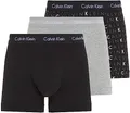 Calvin Klein Herren 3er Pack Boxershorts Trunks Unterwäsche, Mehrfarbig (Black/Grey Heather/Subdued Logo), M