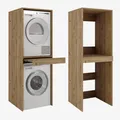 PLATAN ROOM Hochschrank Badschrank Waschmaschine Trockner Schrank Waschmaschinenschrank für Waschmaschine & Wäschetrockner Überbauschrank 187 x 65 x 66 cm Badregal (Eiche Gold, 66 cm breit)