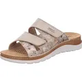 Rohde Damen Pantolette floral bedruckt Blumen Muster Metallic Klett Baviera 1302, Größe:37 EU, Farbe:Beige - Beige - 37