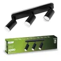 Lumiled Deckenleuchte Deckenspot Deckenstrahler 3-flammiger Spot Spotlampe für Decke Spotleuchte Deckenlampe Innenleuchte Spots Downlight schwenkbar drehbar Schwarz rund 3x GU10 Fassung 230V