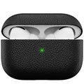 KeyBudz Artisan Leder Schutzhülle für Apple AirPods Pro Case, Etui, Ledertasche Echtleder, Kopfhörer Ohrhörer Zubehör, schwarz