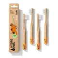 Hydrophil 4x Kinderzahnbrüsten extra weich aus Bambus, mit der Maus von "Sendung mit der Maus", Bambuszahnbürste für Kinder, runder Griff, Zahnbürste Kinder ab 3 Jahren, Kids Toothbrush