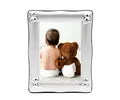 Brillibrum Design Baby Bilderrahmen versilbert Taufgeschenk Fotorahmen Bär Motiv Kinder Bilderrahmen zur Geburt Rahmen versilbert (Ohne Gravur)