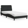 vidaXL Bett mit Matratze Schwarz 100x200 cm Samt