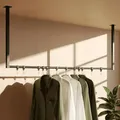 CLP Kleiderstange Fenton mit 12 Kleiderhaken I Kleiderständer für Deckenmontage I Garderobenstange aus Metall, Größe:120x60 cm