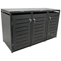 Mülltonnenbox 3-er Mülltonnenhaus Müllbox 3x 240 Liter 200x80x116cm, Stahl grau