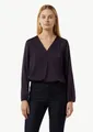 comma Langarmbluse Bluse Satinbluse mit V-Ausschnitt