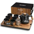 MIAMIO - Japanisches/Chinesisches Tee Set 6 x 100 ml/Asiatische Teekanne 620 ml mit Teesieb, Traditionelles Japanisches Teekanne Set für Teeliebhaber/Männer/Frauen (Schwarz)
