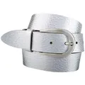 Ledergürtel BERND GÖTZ, Damen, Gr. 90, silber (silberfarben), Leder, unifarben, leicht glänzend, modisch, Gürtel, mit metallischem Moonlight-Effekt