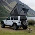 VEVOR Dachzelt mit Hartschale Autozelt Camping für 2–3 Personen, Hartschalen-Dachzelt mit verstellbarer Teleskopleiter, dicker Matratze wasserdicht winddicht für Jeep SUV Van Pickup dreieckig Schwarz