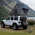 VEVOR Dachzelt mit Hartschale Autozelt Camping für 2–3 Personen, Hartschalen-Dachzelt mit verstellbarer Teleskopleiter, dicker Matratze wasserdicht winddicht für Jeep SUV Van Pickup dreieckig
